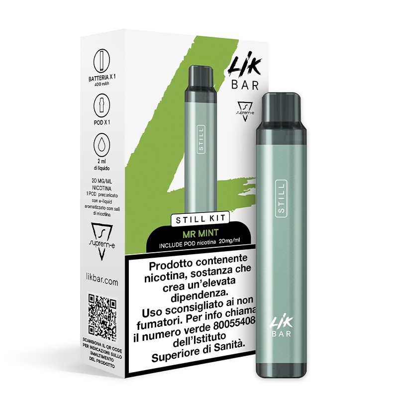 Likbar Still Pod Kit Grey con Mr. Mint Precaricata - 20mg/ml