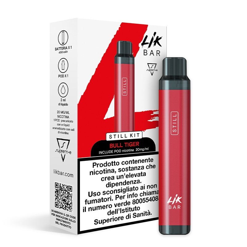 Likbar Still Pod Kit Red con Bull Tiger Precaricata - 20mg/ml